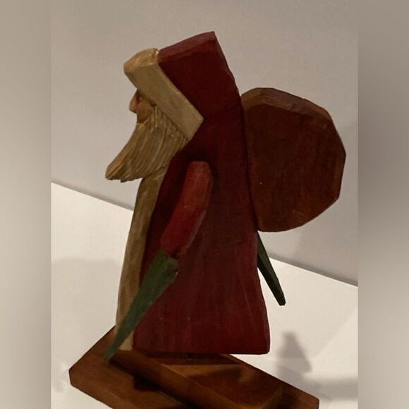 Folk Art Hand Carved Wooden Santa Figurine Whirly Gig Painted Adjustable Arms - Picture 2 of 15